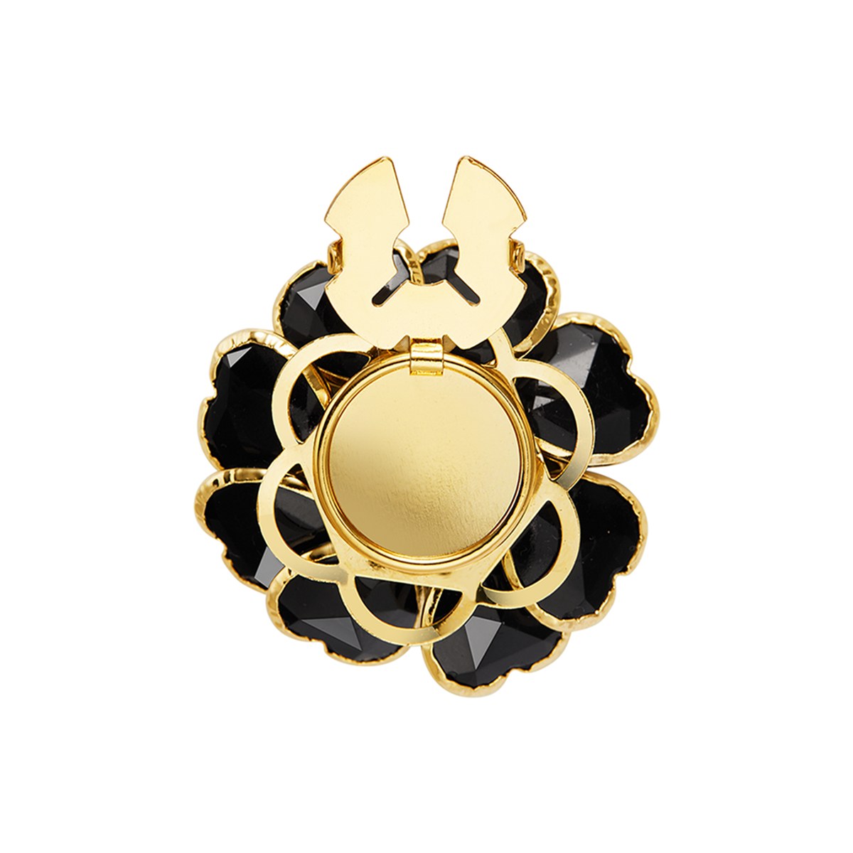 Camélia Noir – cache-bouton de manchette Coup de Fleur