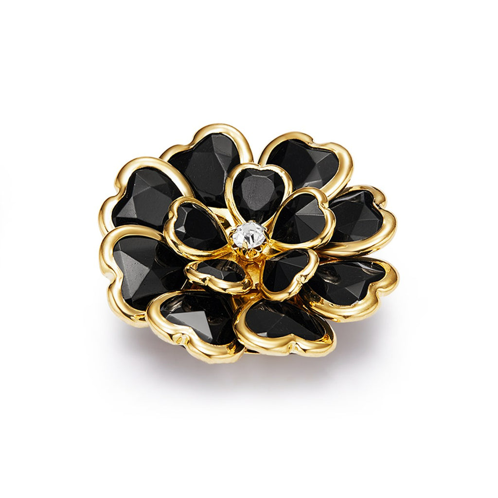 Camélia Noir – cache-bouton de manchette Coup de Fleur