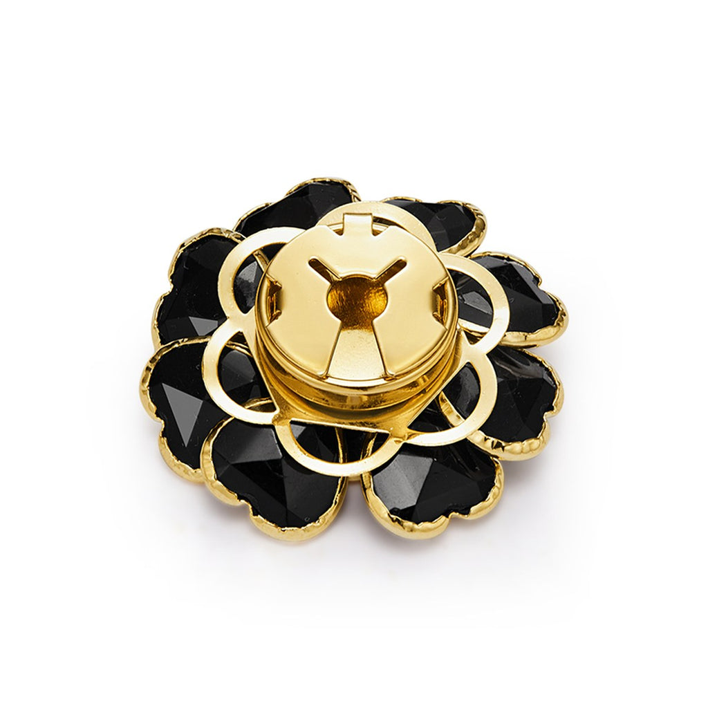Camélia Noir – cache-bouton de manchette Coup de Fleur
