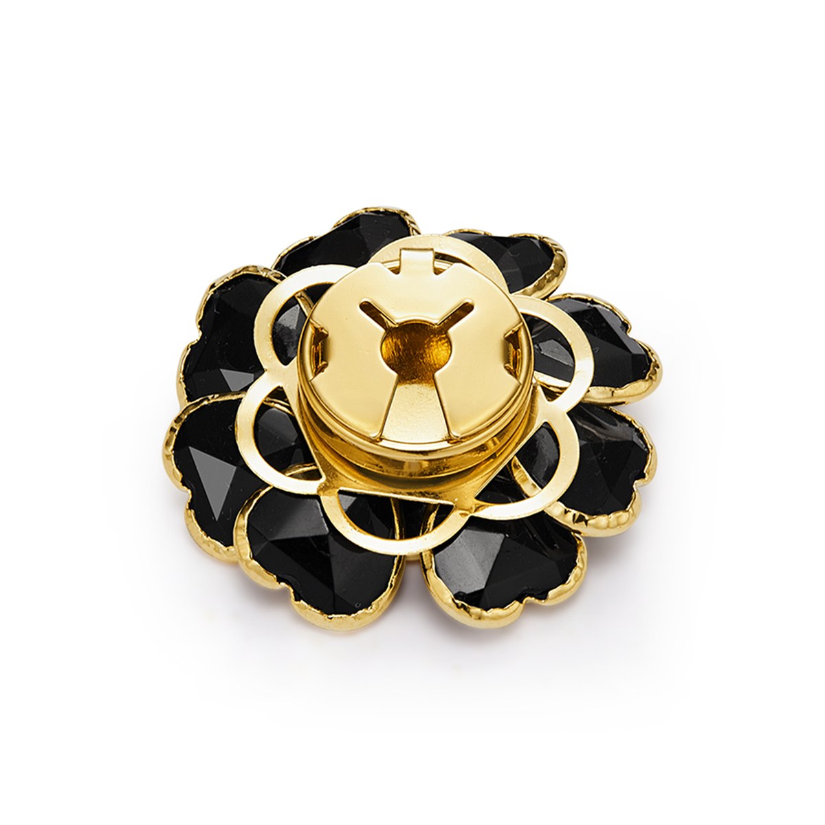 Camélia Noir – cache-bouton de manchette Coup de Fleur