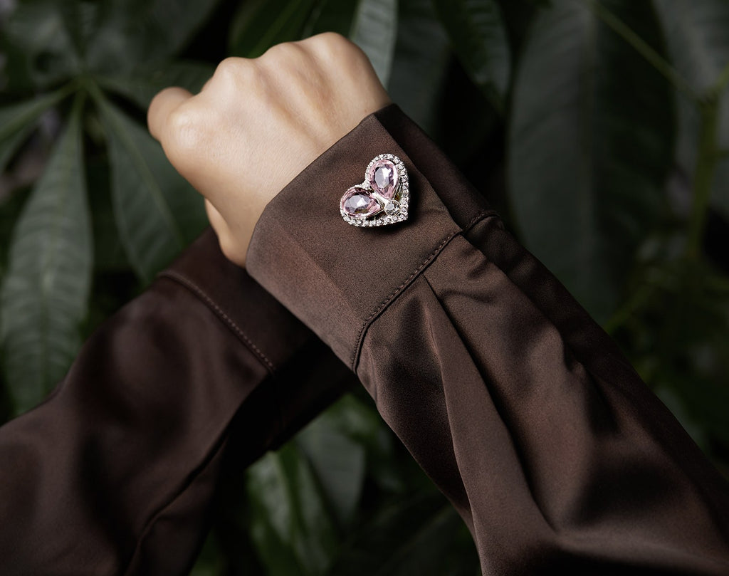 Cœur Rosé – cache-bouton de manchette Coup de Fleur