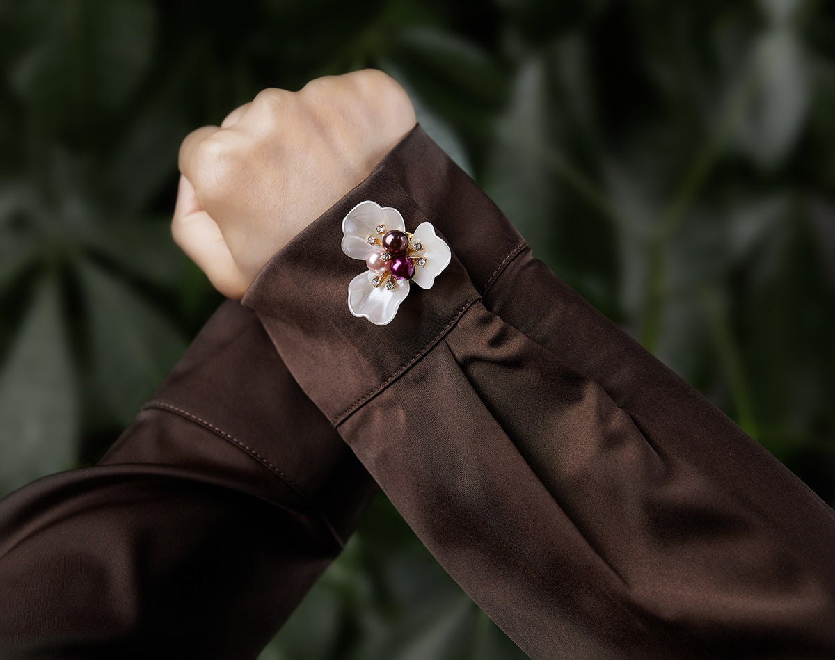 Pensée Givrée – cache-bouton de manchette Coup de Fleur